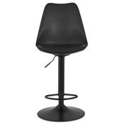 Tabouret de bar réglable design 'BAROK' pivotant noir pied et repose pieds métal noir dossier haut