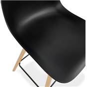 Tabouret de bar scandinave 'NORSKI' noir 4 pieds bois naturel repose pieds métal noir dossier haut