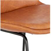Tabouret de bar 'GUSTO' marron avec pieds tréteaux et repose pieds en métal noir dossier haut