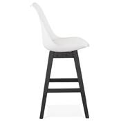 Tabouret de snack mi-hauteur 'CHAIRMAN MINI BLACK EDITION' blanc 4 pieds en bois noir dossier haut