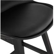 Tabouret de snack mi-hauteur design 'CHAIRMAN MINI BLACK EDITION' 4 pieds en bois noir dossier haut
