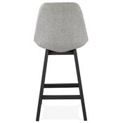 Tabouret snack mi-hauteur 'CHAIRMAN MINI BLACK EDITION' tissu gris clair 4 pieds noir dossier haut