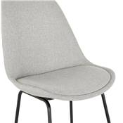 Tabouret de snack mi-hauteur 'GUSTO MINI' tissu gris clair pieds tréteaux métal noir dossier haut