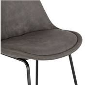Tabouret de snack mi-hauteur 'GUSTO MINI' microfibre grise pieds tréteaux métal noir dossier haut