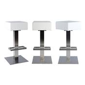 Tabouret de bar design 'Cuadra' pivotant blanc avec pied central en métal brossé