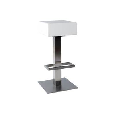 Tabouret de bar design 'Cuadra' pivotant blanc avec pied central en métal brossé