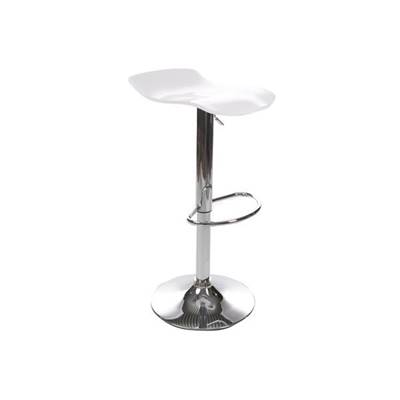 Tabouret de bar réglable design 'Aero' pivotant en plexiglass blanc pied central en métal chromé