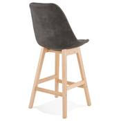 Tabouret de snack mi-hauteur scandinave 'CHAIRMAN MINI' microfibre grise 4 pieds bois dossier haut