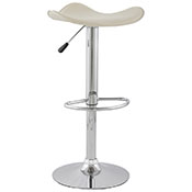 Tabouret de bar réglable design 'Torro' pivotant crème pied central et repose pieds en métal chromé