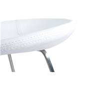 Tabouret de bar design 'Comète' blanc avec pieds tréteaux en métal chromé