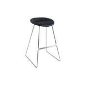 Tabouret de bar design 'Comète' noir avec pieds tréteaux en métal chromé