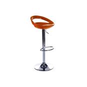 Tabouret de bar réglable design 'Romeo' pivotant orange avec pied central en métal chromé