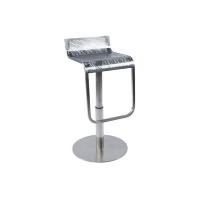 Tabouret de bar réglable design 'Liner' pivotant en acier brossé pied avec repose pieds dossier bas