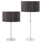 Lampe à poser design 'Okno' abat-jour cylindrique noir socle en métal brossé réglable