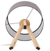 Lampe à poser scandinave trépied 'Stätiv' abat-jour gris 3 pieds en bois naturel