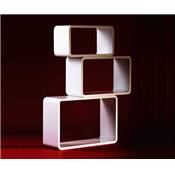 Etagères cubes design rectangulaires modulables en bois laqué blanc - Set de 3