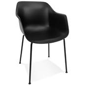 Chaise design à accoudoirs 'CONCEPT' noire àvec 4 pieds en métàl noir