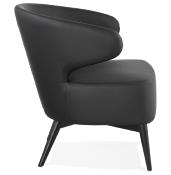 Fauteuil lounge design à accoudoirs 'BLACK COBBE' noir pieds en bois noir