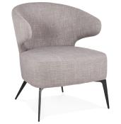 Fauteuil lounge design à accoudoirs 'STEEL COBBE' en tissu gris pieds en métal noir