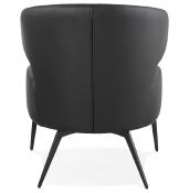 	Fauteuil lounge design à accoudoirs 'STEEL COBBE' noir pieds en métal noir