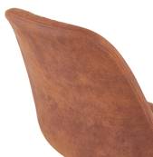 Tabouret snack mi-hauteur 'CHAIRMAN MINI BLACK EDITION' tissu marron 4 pieds bois noir dossier haut