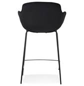 Tabouret de snack design à accoudoirs 'CARINO MINI' en velours noir 4 pieds métal noir dossier haut
