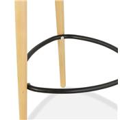 Tabouret snack mi-hauteur scandinave 'DRYCK MINI' 3 pieds en frêne naturel repose pieds métal noir