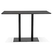 Table de bar haute design 'Tvillin Black XL' bois noir double pied central métal noir – 180 x 90 cm