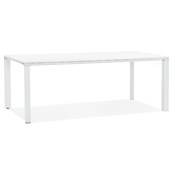 Grand bureau de direction droit 'AFER XL' bois blanc 4 pieds métal blanc et chromé – 200 x 100 cm