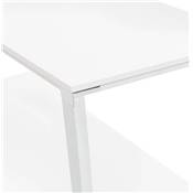 Grand bureau de direction droit 'AFER XL' bois blanc 4 pieds métal blanc et chromé – 200 x 100 cm