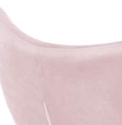 Fauteuil à oreilles capitonné design 'ELEGAN' en velours rose pieds en bois noir