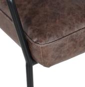 Chaise design à accoudoirs vintage 'FIFTY' assise marron et pieds en métal noir