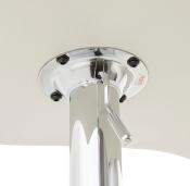 Tabouret de bar réglable design 'Luxe' pivotant crème pied central en métal chromé et dossier haut
