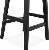 Tabouret de snack mi-hauteur scandinave 'Topo Mini Black Edition' noir 4 pieds bois dossier haut