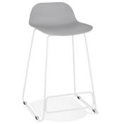 Tabouret de snack mi-hauteur 'Steel Mini' gris pieds tréteaux repose pieds métal blanc dossier bas