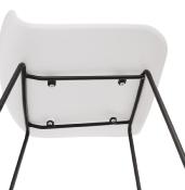 Tabouret de bar design 'Steelblack' blanc pieds tréteaux et repose pieds en métal noir dossier bas