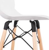 Tabouret de bar scandinave 'Greatwood' blanc 4 pieds bois repose pieds en métal noir et dossier haut