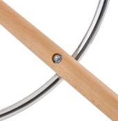 Tabouret snack mi-hauteur scandinave 'CIRCLE MINI' velours gris 4 pieds bois et chromé dossier haut
