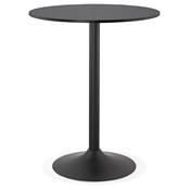 Table de bar haute design ronde 'Upside' mange debout en bois noir avec pied central en métal noir