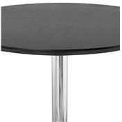 Table de bar haute design ronde 'Barry' mange debout en bois noir avec pied central en métal chromé