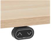 Bureau design assis-debout électrique 'SMALL SEMPLICE' bois naturel pieds métal blanc - 140 x 70 cm