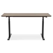 Bureau design assis-debout électrique 'SMALL TECH' en noyer pieds en métal noir - 150 x 70 cm