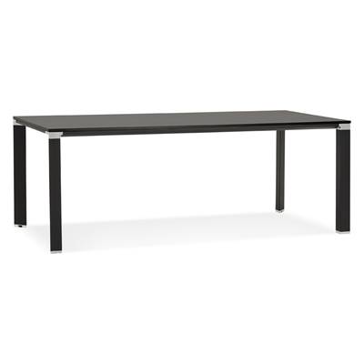 Grand bureau de direction droit 'AFER XL' en bois noir 4 pieds métal noir et chromé – 200 x 100 cm
