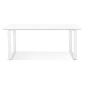 Bureau droit design 'SMART' plateau blanc en bois avec pieds en métal blanc - 180 x 90 cm