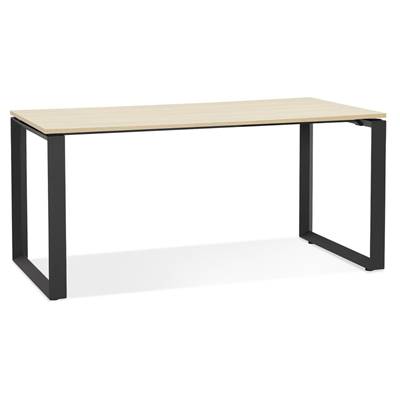 Bureau droit design 'MEET SMALL' plateau en bois naturel avec pieds en métal noir - 160 x 80 cm