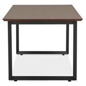 Bureau droit design 'SMART' plateau en noyer avec pieds en métal noir - 180 x 90 cm
