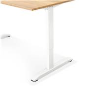 Bureau droit réglable en hauteur design 'MODULARE' en bois naturel pieds métal blanc - 160 x 80 cm