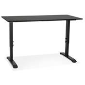 Bureau droit réglable en hauteur design 'MODULARE MINI' noir en bois pieds métal noir - 140 x 70 cm