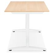 Bureau droit / table de travail design 'DISEGNO' en bois naturel pieds métal blanc - 160 x 80 cm
