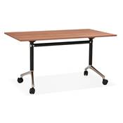 Bureau droit / table de travail pliante design 'ARCHI MINI' noyer pieds métal noir - 140 x 70 cm
